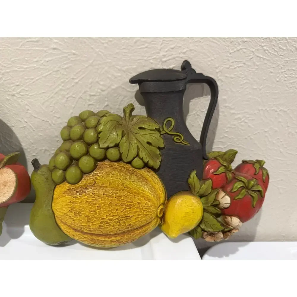 Dart Industries Vintage Seventies Plastic Mold Wall Art Fruit Veggies
